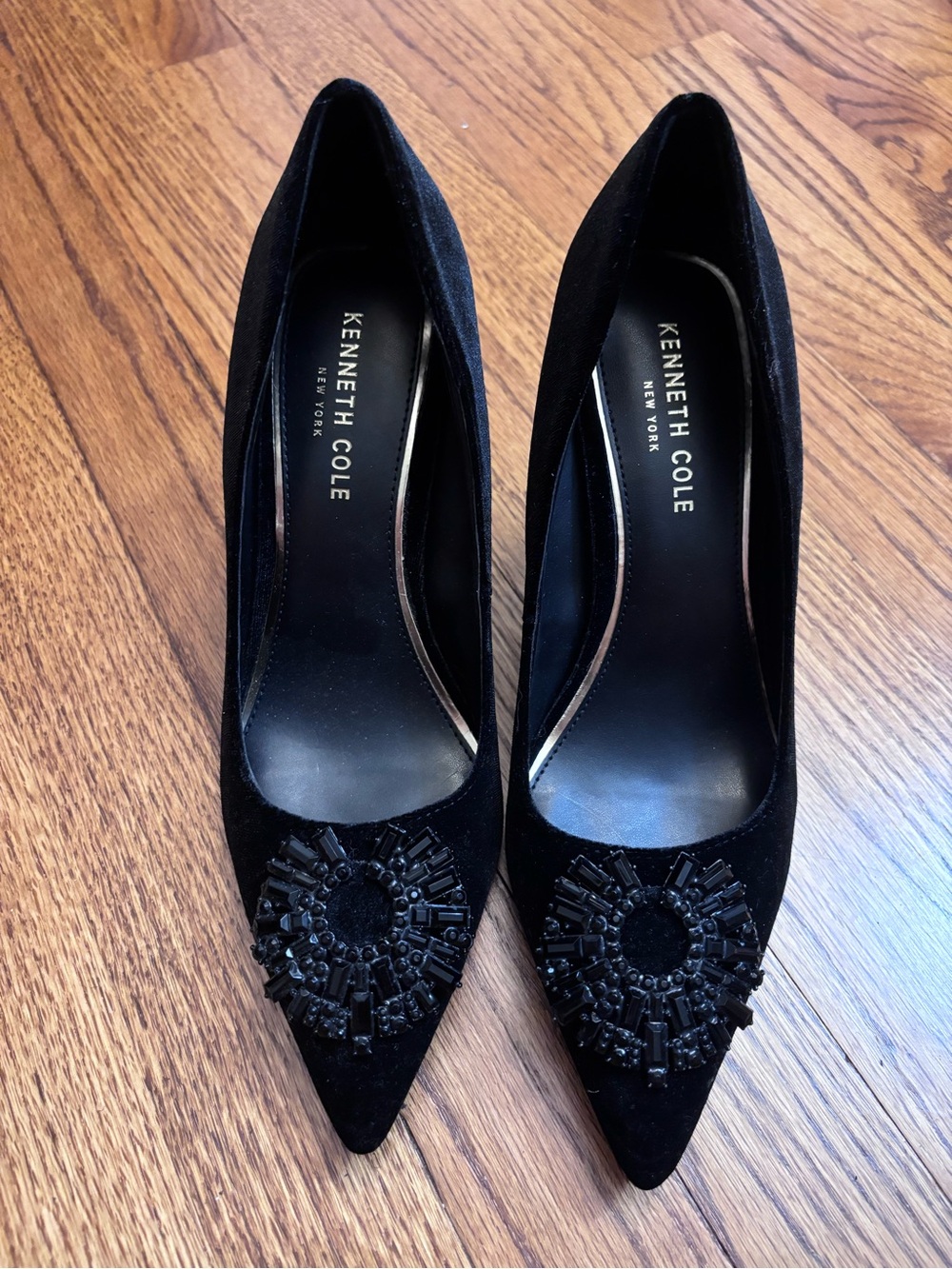 Kenneth Cole Navy Blue Pointed Toe Embellished Pumps